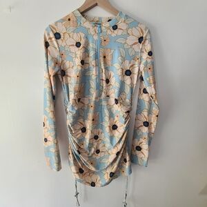 Mott50 Blue and Cream Floral Blouse